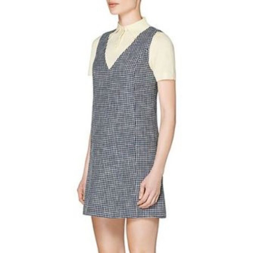 Suistudio (Suitsupply) Blue/green and White Houndstooth Cedar shift Dress sz 10